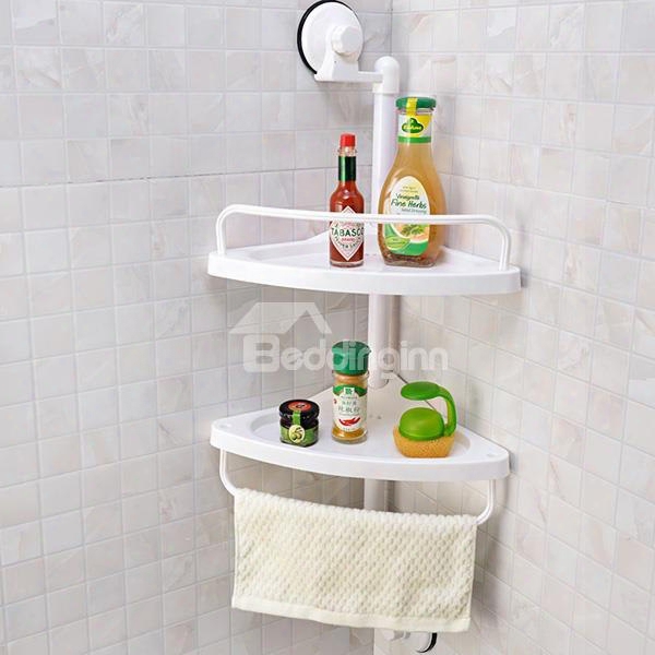 New Style Space Saving Strong Suction Two Layers Bathroom Shelves