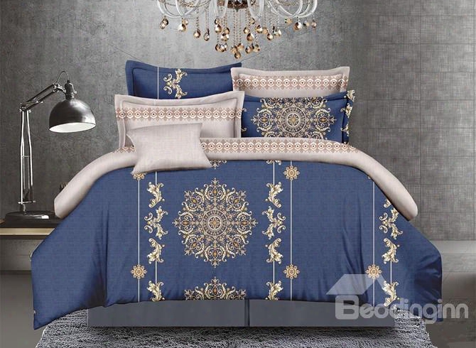 Noble Arabesque And M Edallionprint 4-piece Polyester Duvet Cover Sets