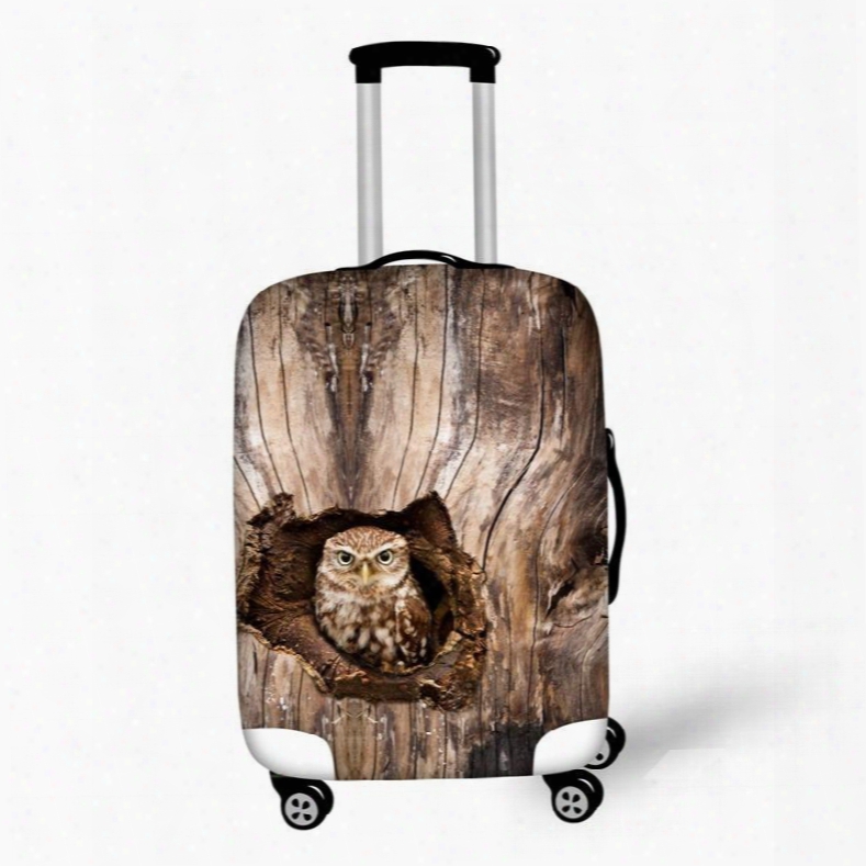 Owl In Tree Hole Pattern 3d Painted Luggage Protect Cover