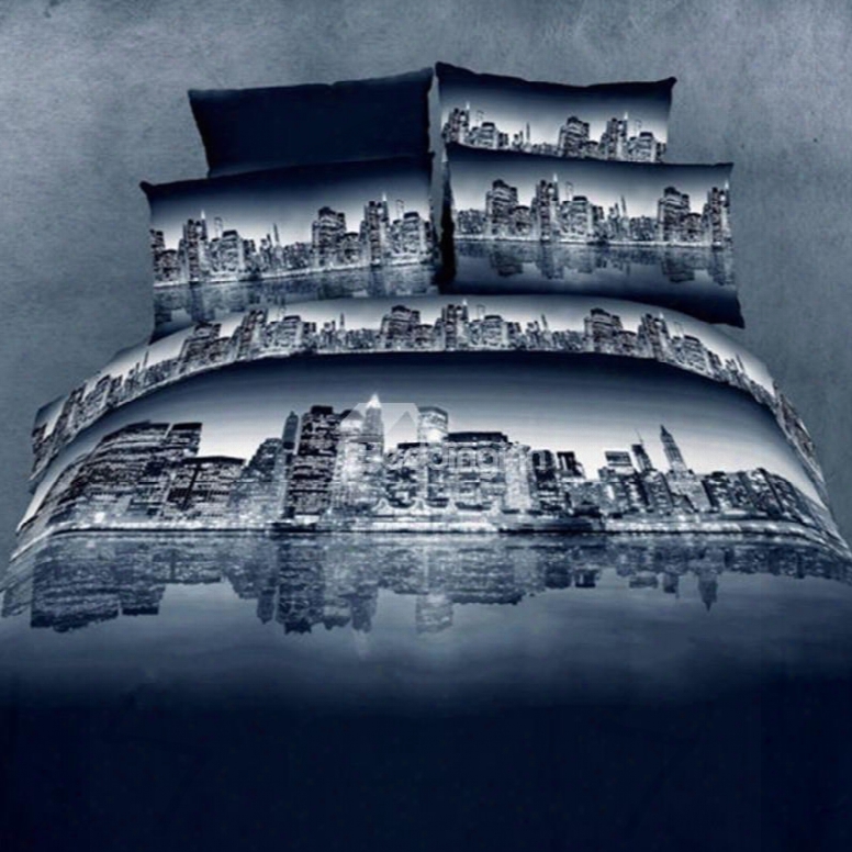 Quiet Urban Night Spectacle 3d Fitted Sheet