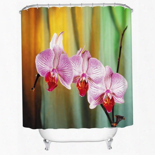 Pink Phalaenopsis Print 3d Bathroom Shower Curtain
