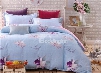 Elegant Magnolia Print Blue Cotton 4-Piece Duvet Cover Sets