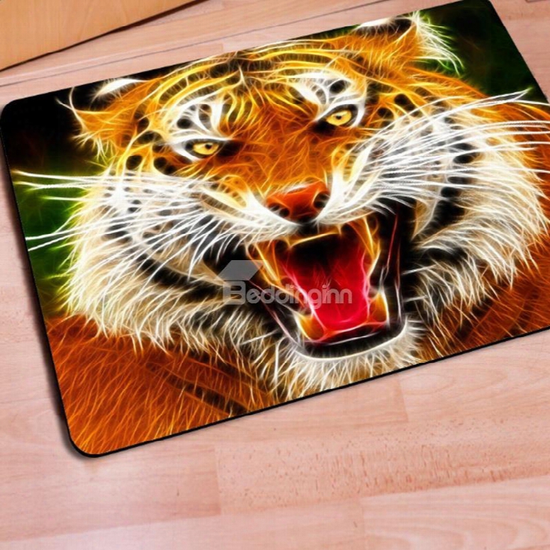 Realistic Rectangle Tiger Print Home Decorative Non Slip Doormat