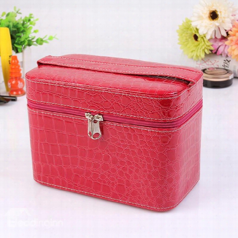 Red Single Layer Pu Cosmetic Bag With Quality Zipper