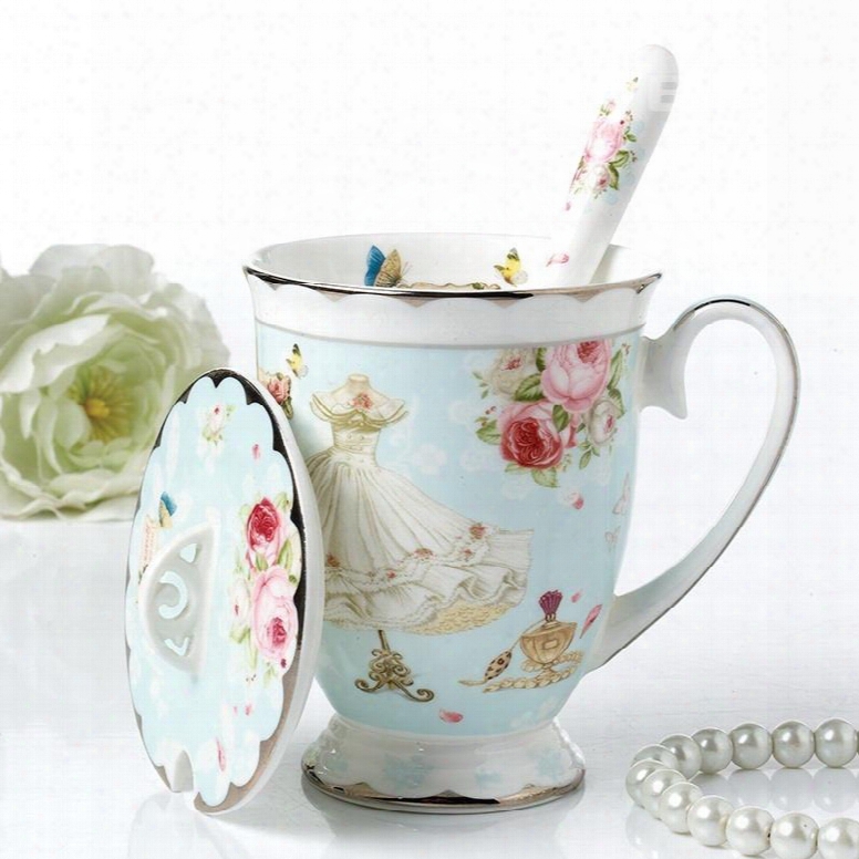 Romantic European Country Style Flower Pattern Home Coffee Mug