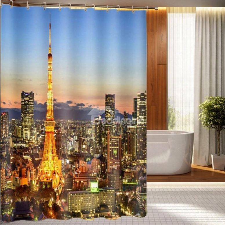 Romantic Paris Eiffel Tower 3d Shower Curtain