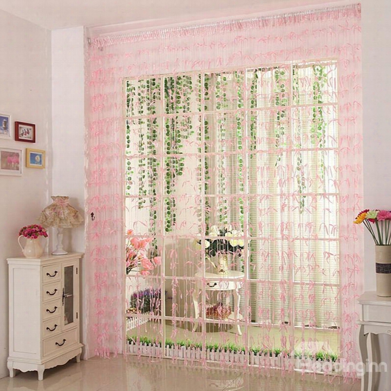 Romantic Pink Willow Leaf Design Custom Strengthen Curtain