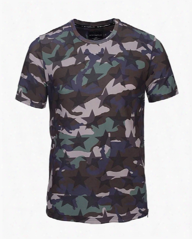 Round Neck Camouflage Pattern Side Zipper 3d Painted T-shirt