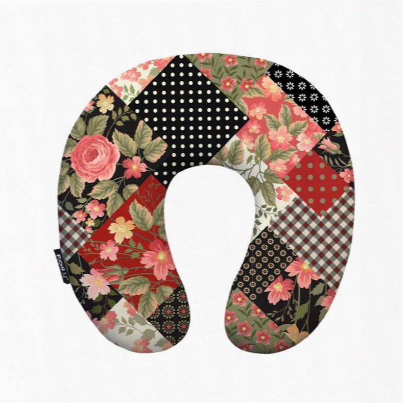 Rural Style Floral Print U-neck Travel Pillow