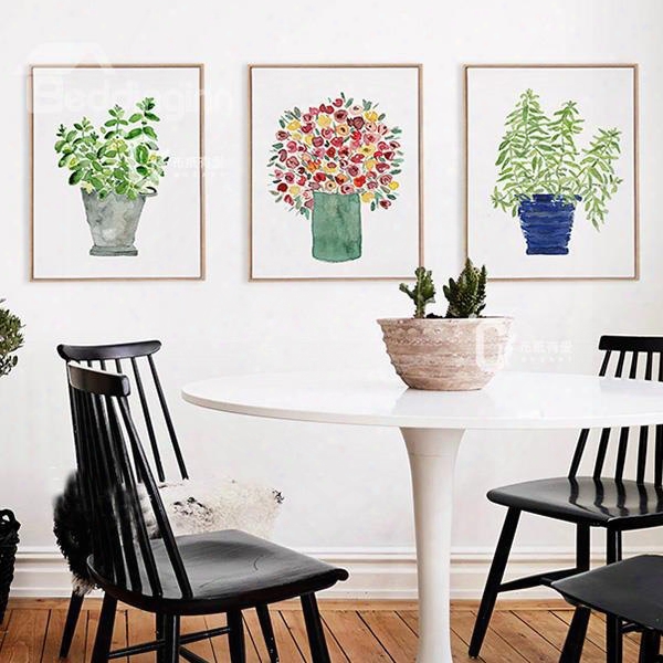 Simple 3 Pieces Pot Plant Flower Wall Art Prints