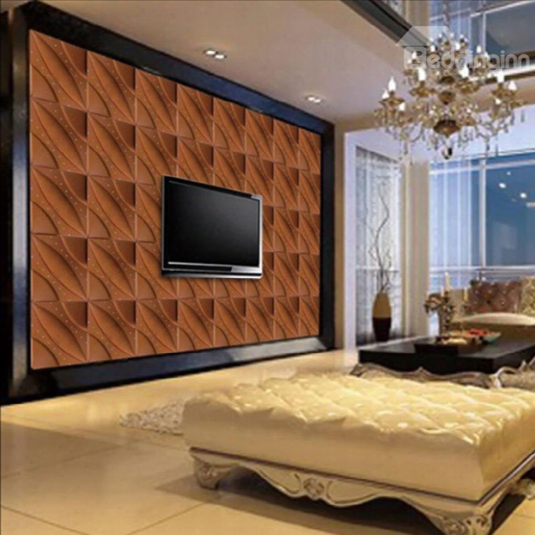 Simple Style Brown Plaid  Pattern Tv Background Decoration Wall Murals