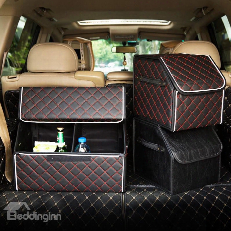 Small Size High-grade Leather Durable Enough Capacity Car Trunk Organizer