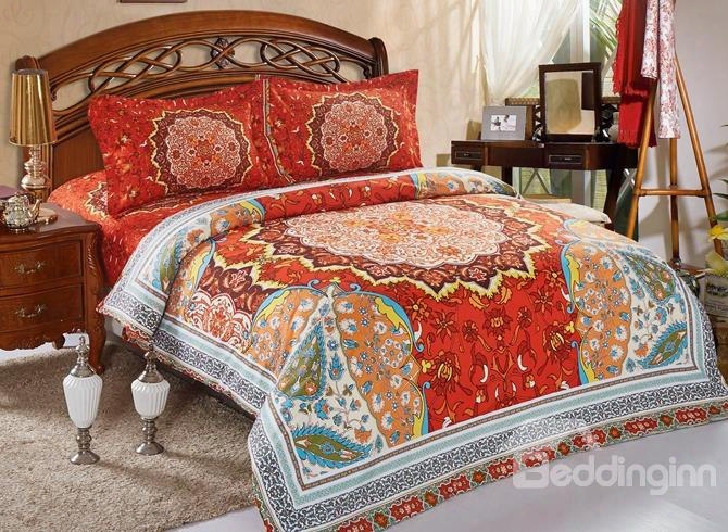 Sophisticated Arabesque Print Polyester 4-piece Duvet Cover Sets