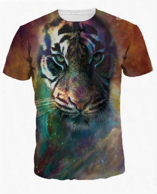 Special Round Neck Tiger Pattern 3d Painted T-shirt