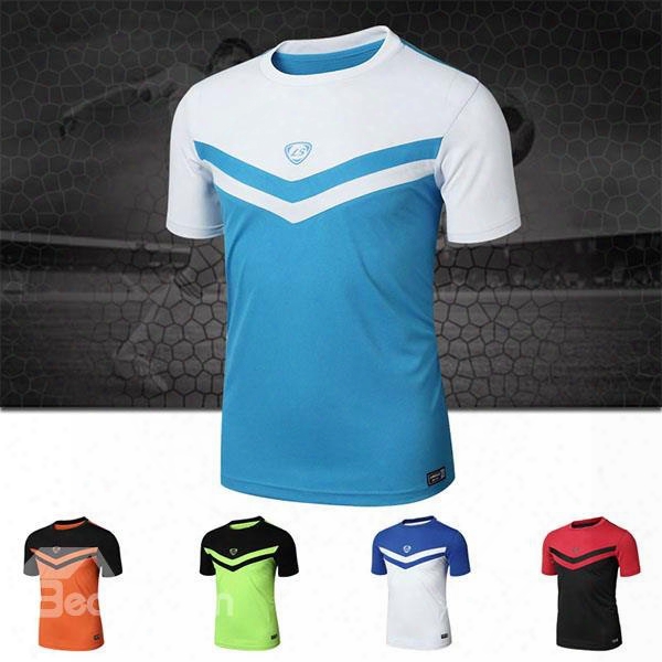 Strip Pattern Bright Color Short Sleeve Cyclng Jersey Men Quick Drying Shirt