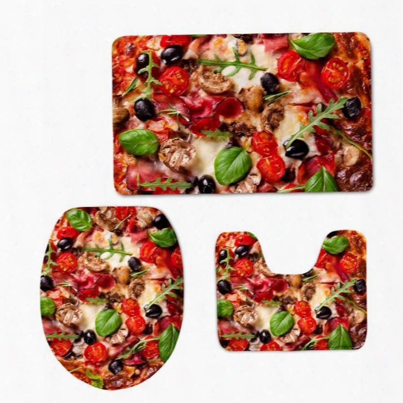 Tasty Pizza 3d Printed 3-pieces Toilet Seat Cover