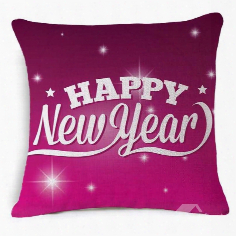 Typography Happy New Year Print Burgundy Throw Pillow