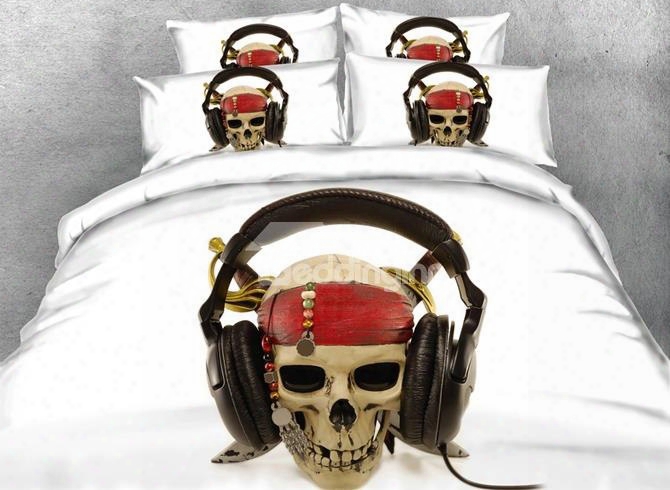 Unique Skull With Headset Print 5-piece Comforter Sets