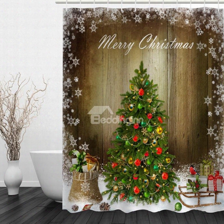 Vivid Christmas Tree Printing Bathroom 3d Shower Curtain