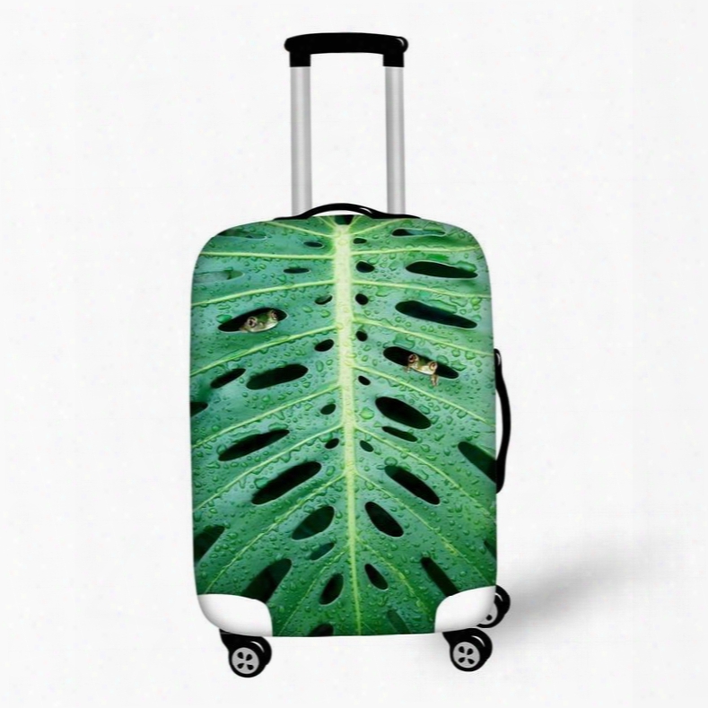 Vivid Frog In Leaf Pattern 3d Painted Luggage Protect Cover