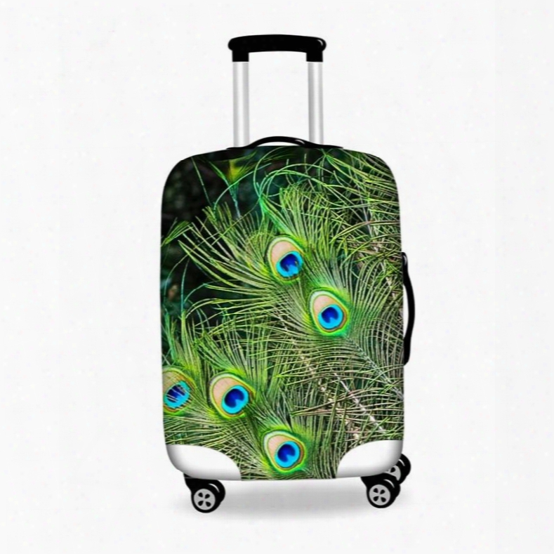 Vivid Peacock Feathers Pattern 3d Painted Luggage Cover