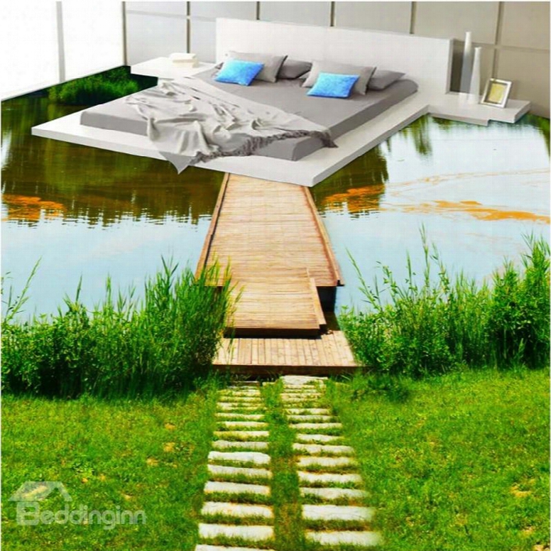 Vivid River Scenery Pattern Home Decorative Waterproof Splicing 3d Floor Murals