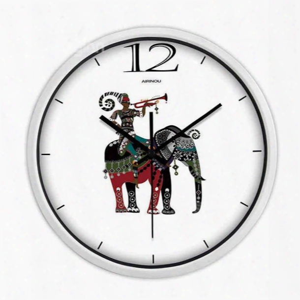 White Simple Elephant Pattern Wall Clock