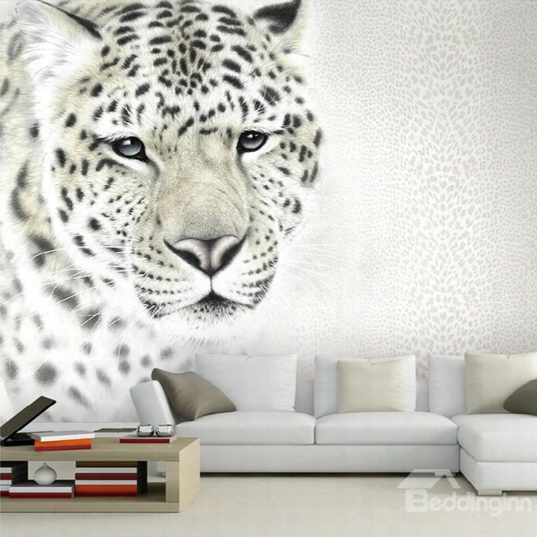 Whjte Simple Style Leopard Pattern Design Waterproof Splicing 3d Wall Murals