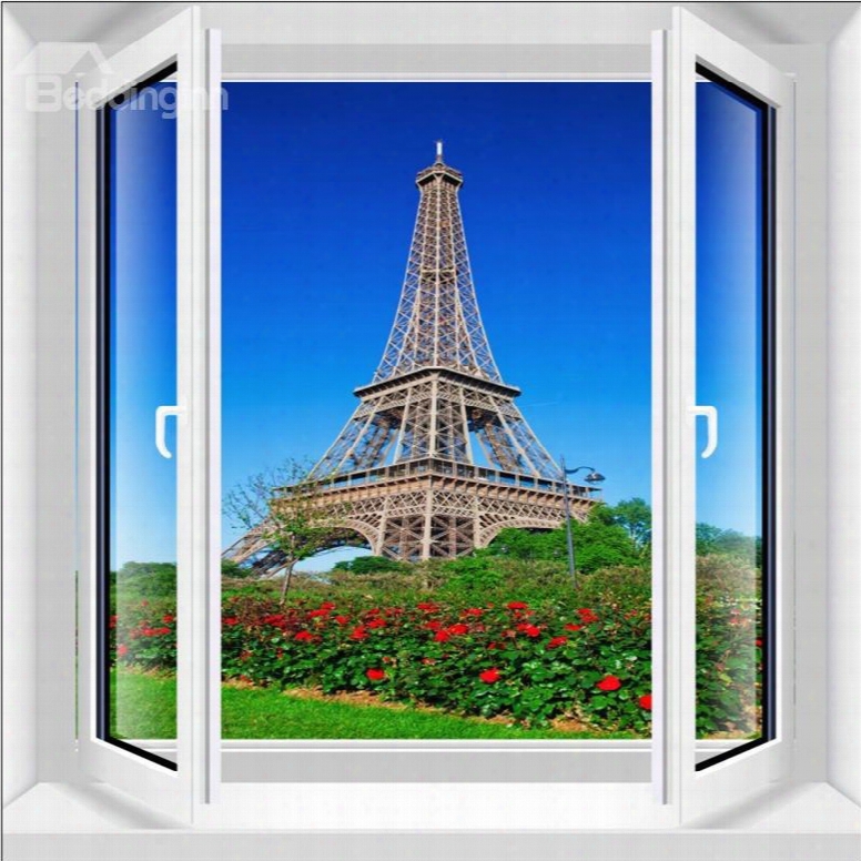 Wonderful Eiffel Tower Window View Home Decorative 3d Wall Sticker