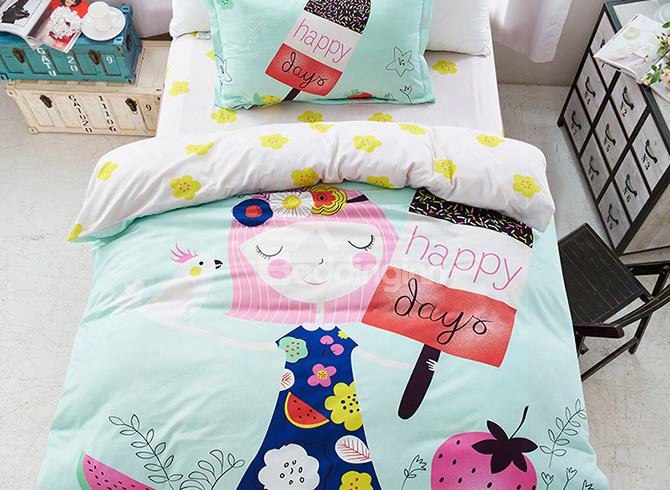 Wonderful Girl Dream 3-piece Purified Cotton Kids Duvet Cover Sets