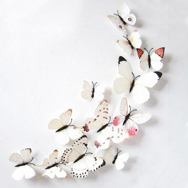 Wonderful White Butterflies Removable 3d Wall Sticker