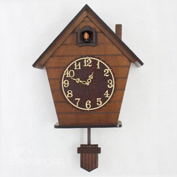 Wonderful Wooden House Design Cuckoo Hourly Chime Wall Clock