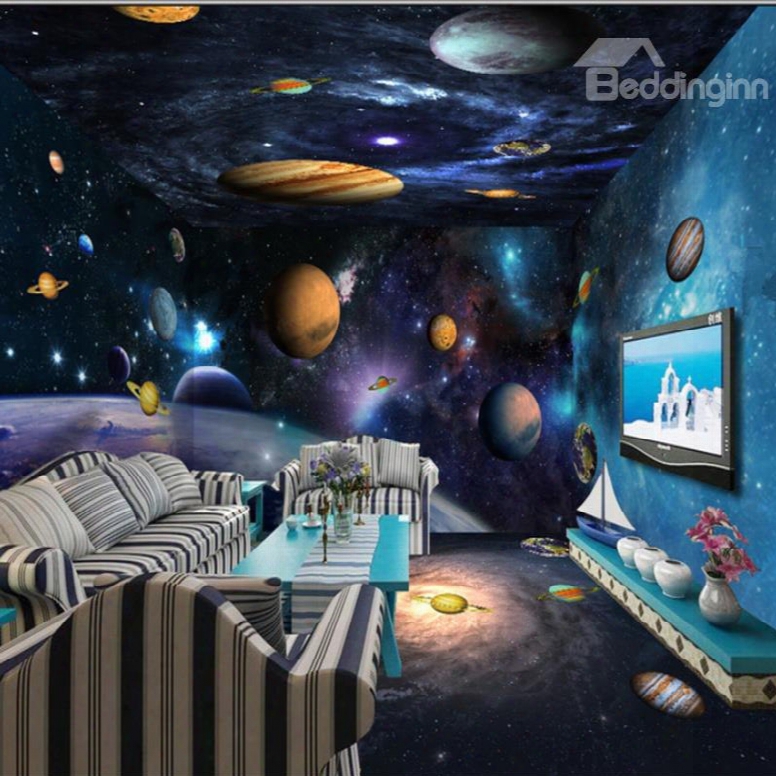 3d Planets In Universe Durable Waterproof And Eco-friendly Ceiling/wall Murals