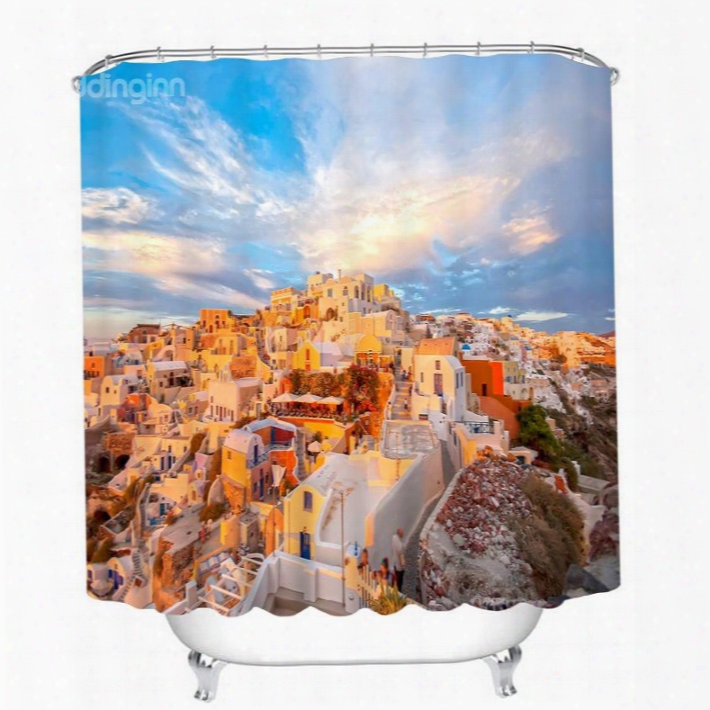 Amazing Scenery Of Greece 3d Printed Bathroom Waterproof Shower Curtain