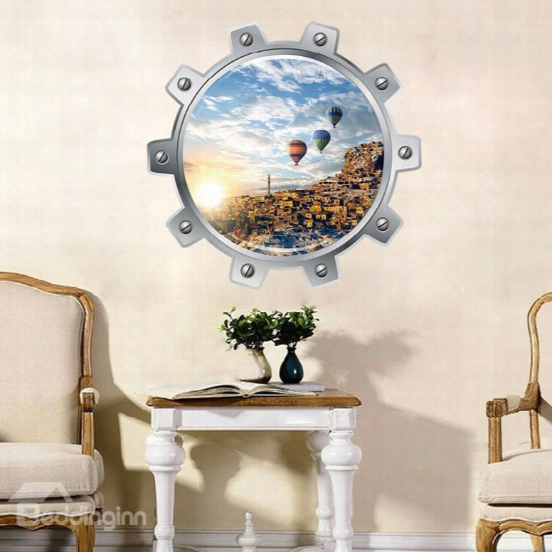 Amusing Fire Balloon Pattern Living Room Or Bathroom Decoration 3d Wall Stickers