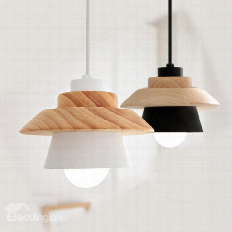 Black And White Wooden Modern Shape Design Pendant Light