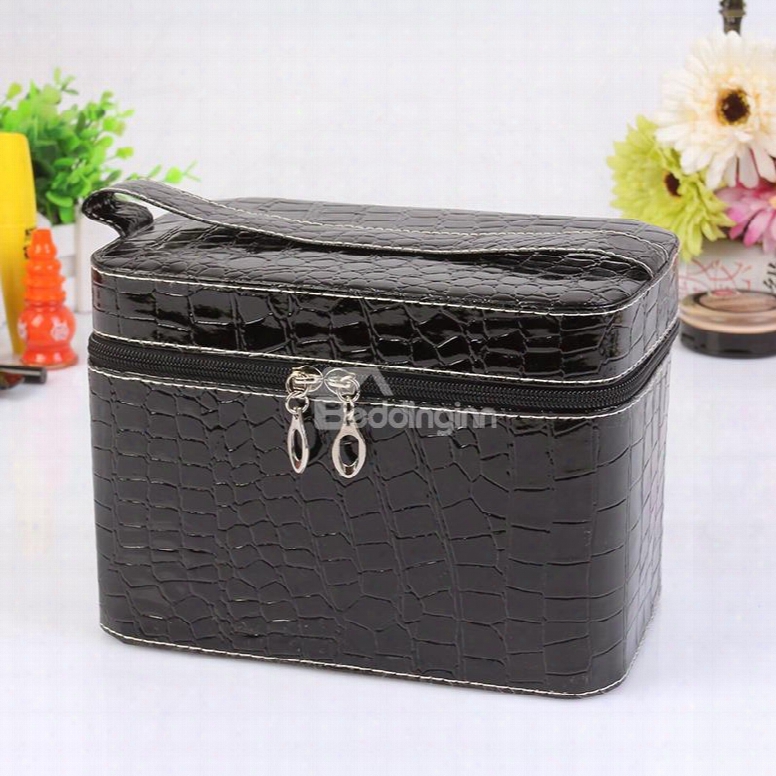 Black Single Layer Pu Cosmetic Bag With Quality Zipper