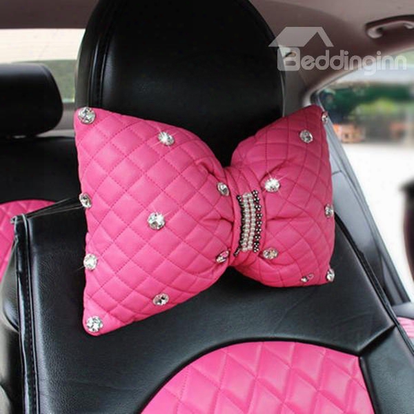 Charming Bow Style With Diamond Beautiful Car Pillow