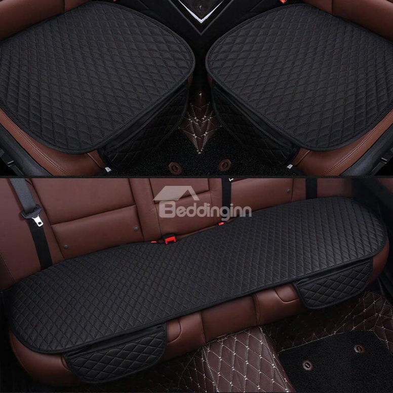 Classic Black Diamond Design Durable Pet Material 3-pieces Set No Back Car Seat Mat