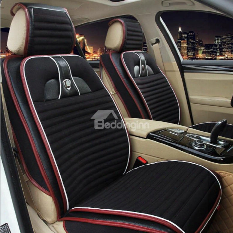 Classic Black Style Popular Durable Pu Leather With Hold Velvet Material Unive Rsal Car Seat Cover