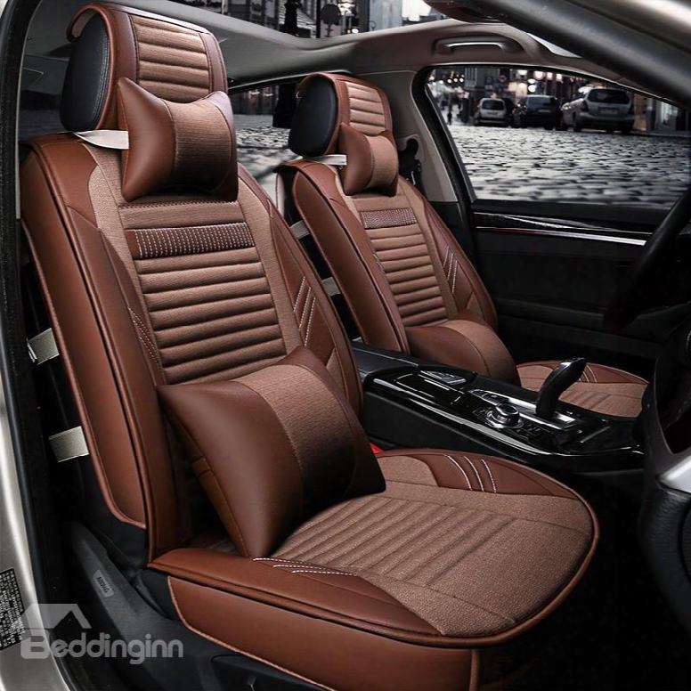 Classic Business Khaki Color Luxury Cost-effective Universal Durable Pet Material Five Car Seat Cover