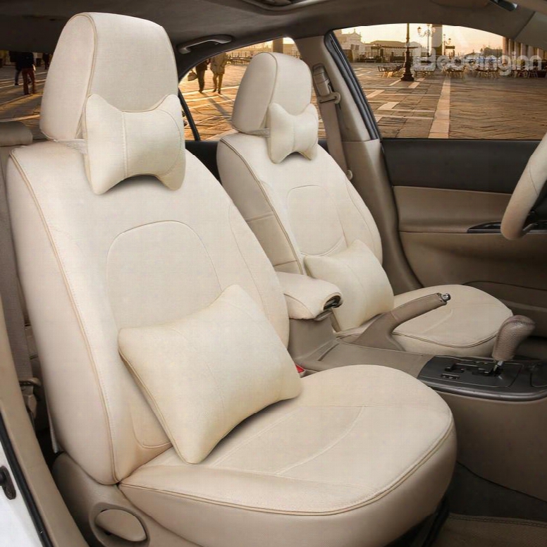 Colorful Luxurious Pure Flax And Natuural Fibers Customed-fit Car Seat Cover