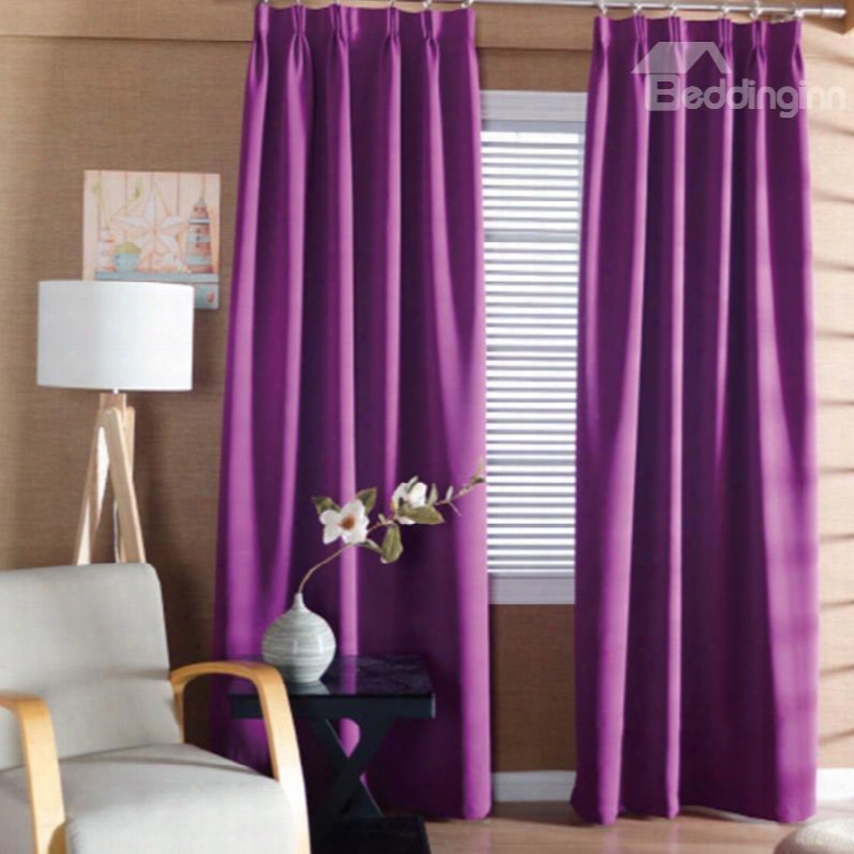 Contemporary Concise Solid Plum Polyester Custom Curtain