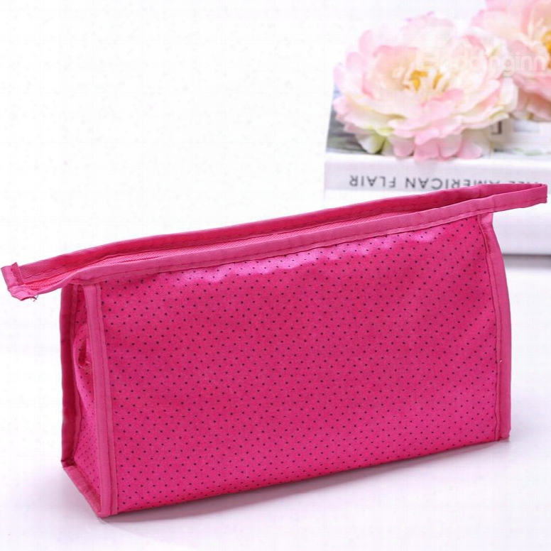 Contemporary Red Zipper Clutch Cosmetic Bags