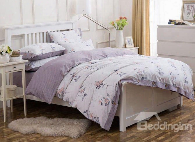 Country Style Charming Flowers Print 4-piece Cotton Duvet Cover Sets