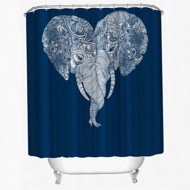 Couple Lovely Elephants Nose Intertwined Print 3d Bathroom Shower Curtain