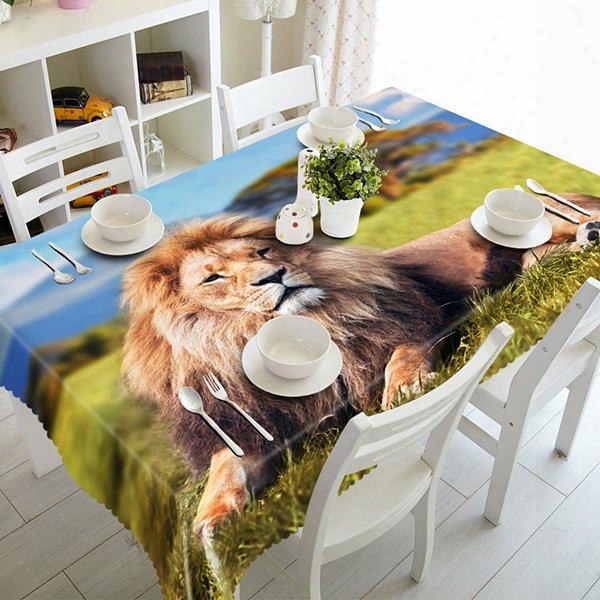 Creative Lion Pattern Polyester 3d Tablecloth