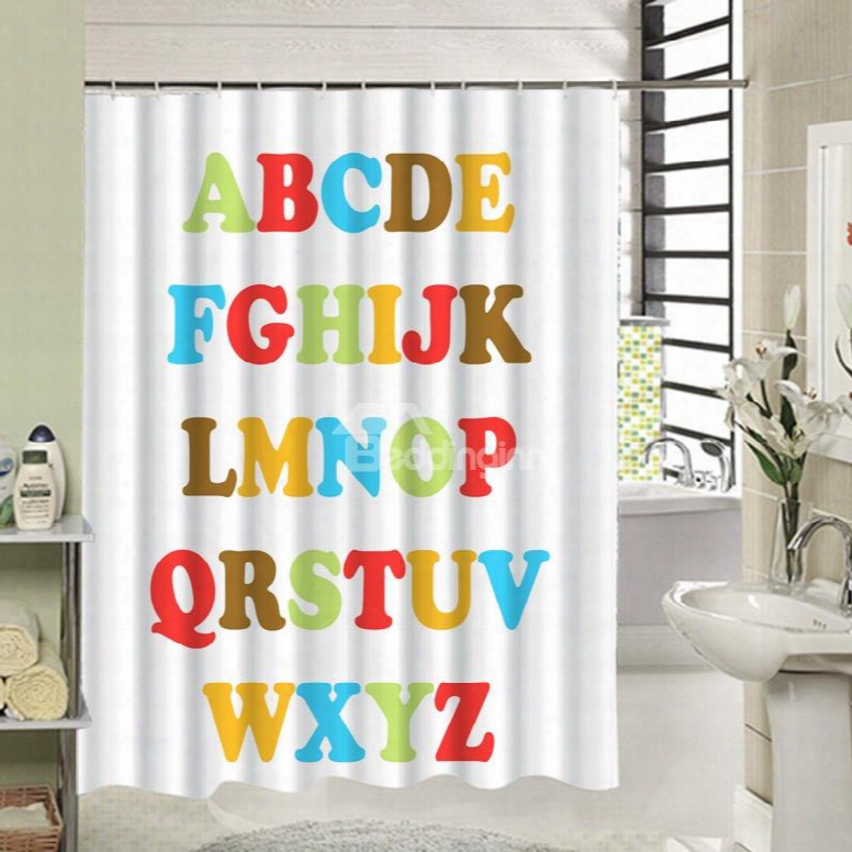 Cute Colored Alphabet Printing 3d Showerc Urtain