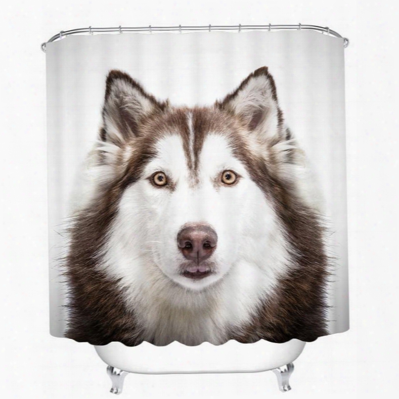 Cute Little Husky 3d Printed Bathroom Waterproof Shower Curtain