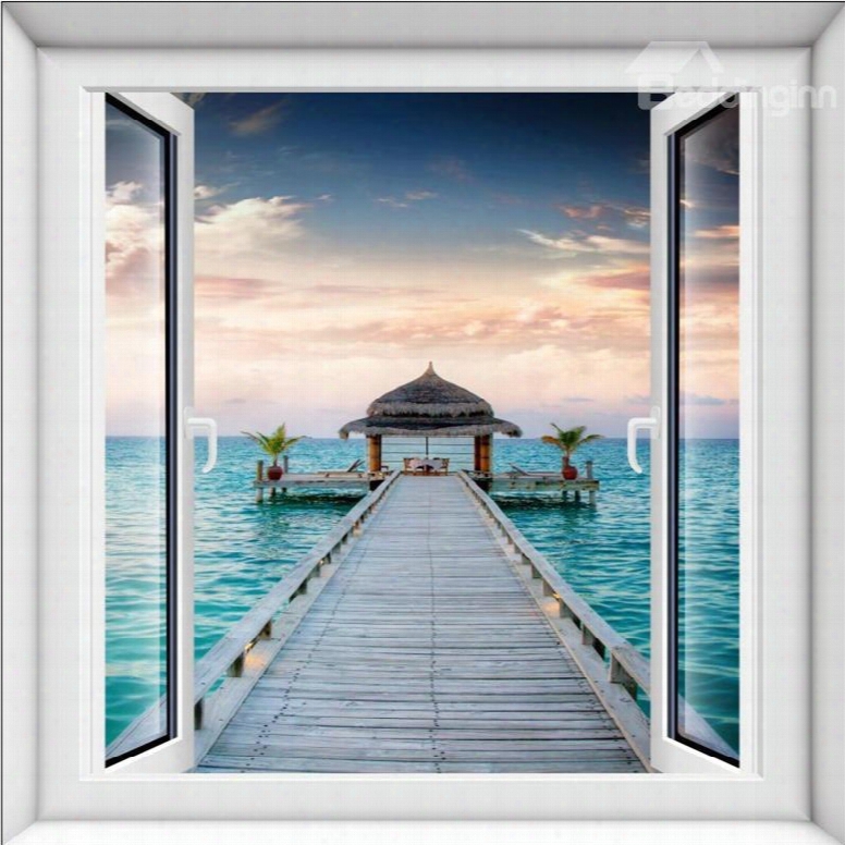Decorative Natural Bridge By The Sea Window View 3d Wall Stickers
